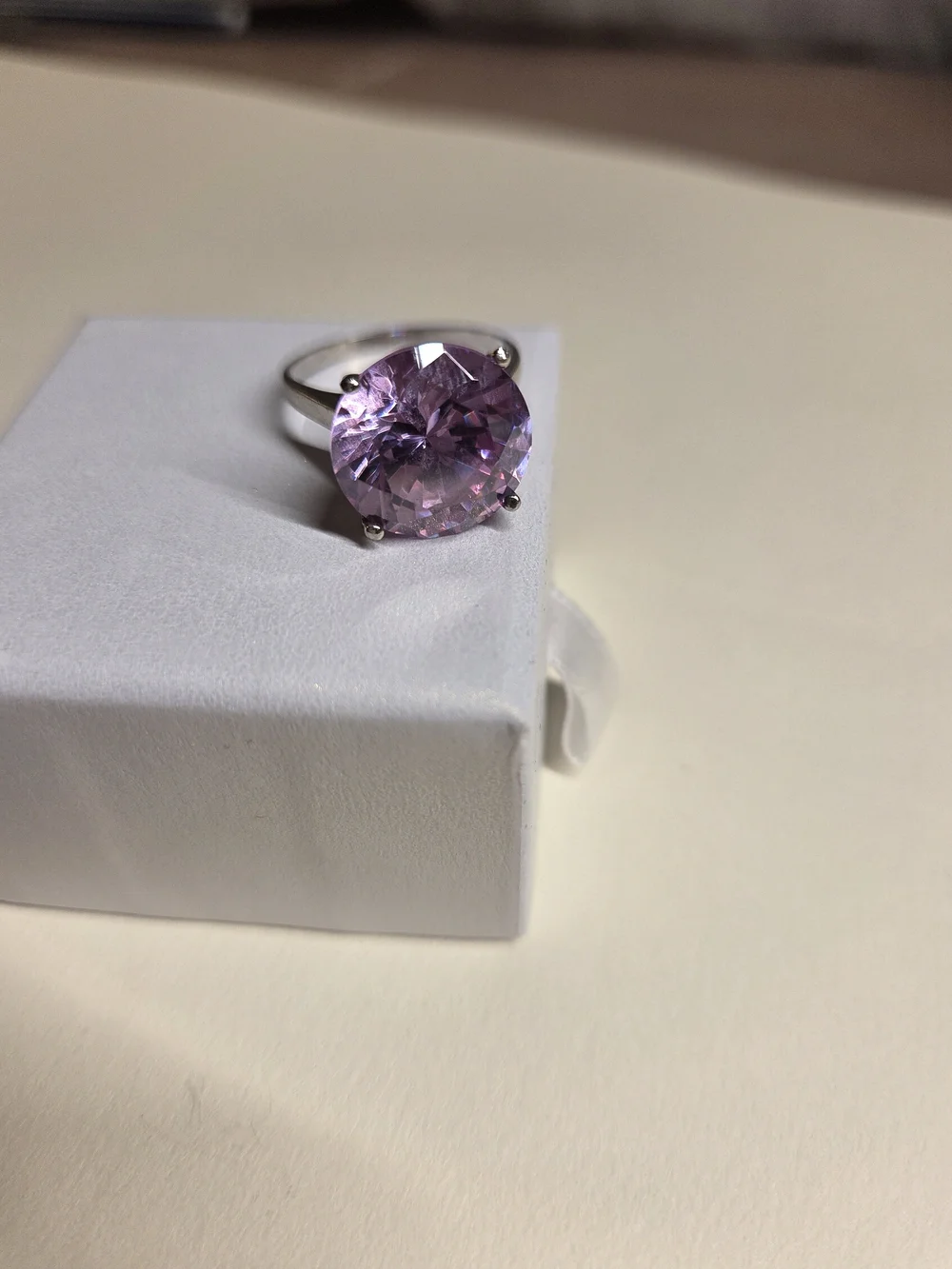 Purple Gemstone Solitaire Ring - Women's Silver Ring